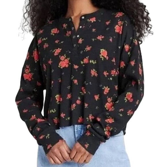 Floral Long Sleeve Cropped Top | Wild Fable | Medium - Picture 10 of 12